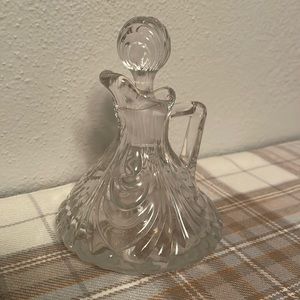 Vintage Cut Glass Crystal Cruet Oil or Vinegar Decanter Small & Cute